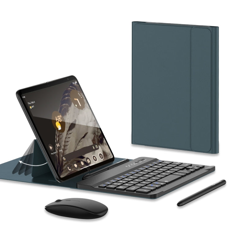 For Google Pixel Fold GKK Gear Adjustment Bluetooth Keyboard Leather Case with Pen + Keyboard + Mouse + Case