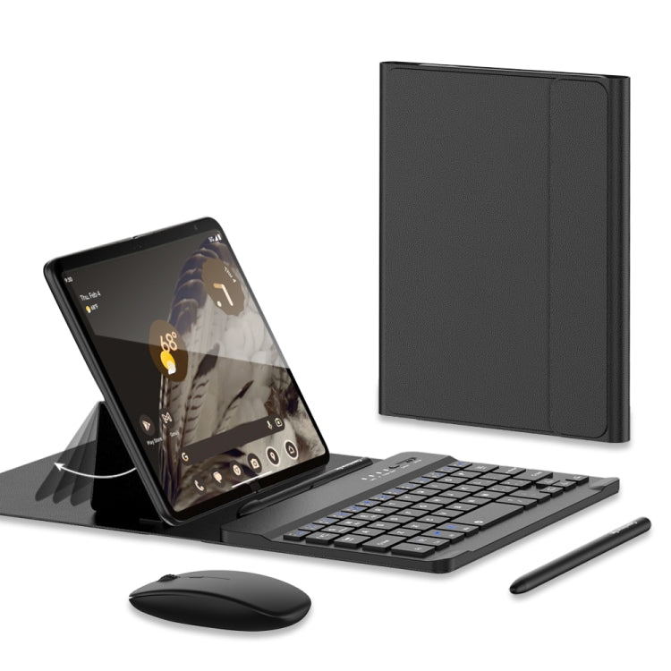 For Google Pixel Fold GKK Gear Adjustment Bluetooth Keyboard Leather Case with Pen + Keyboard + Mouse + Case