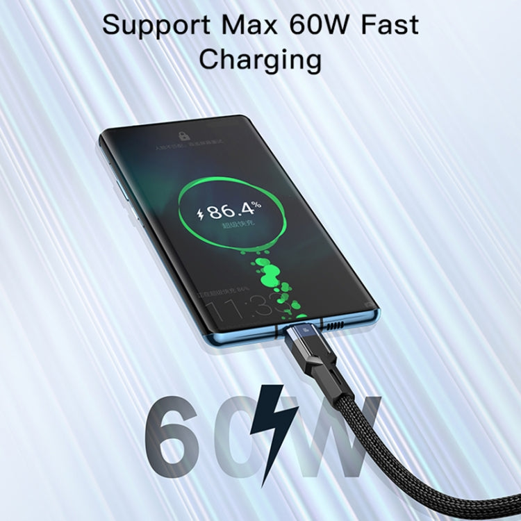 YESIDO CA108 1.2m 60W USB-C / Type-C to Type-C OD0.6 Charging Data Cable(Black+Blue)