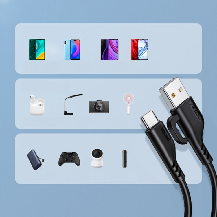 YESIDO CA105 1.2m 2.4A USB to USB-C / Type-C Charging Data Cable with Hook