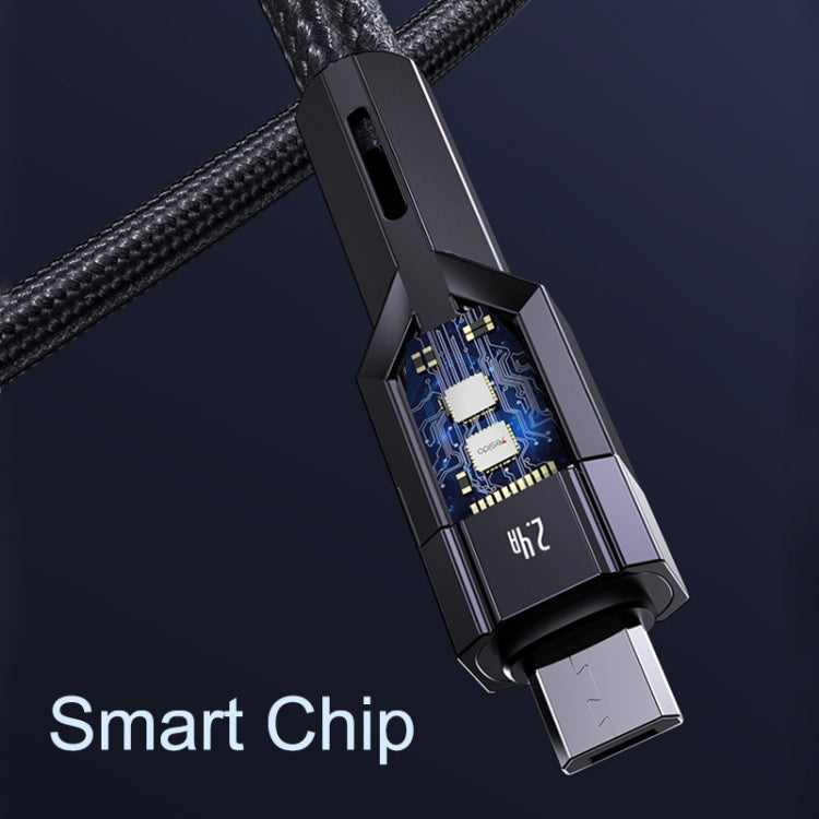 YESIDO CA106 1.2m 2.4A USB to Micro USB OD0.6 Charging Data Cable(Black)