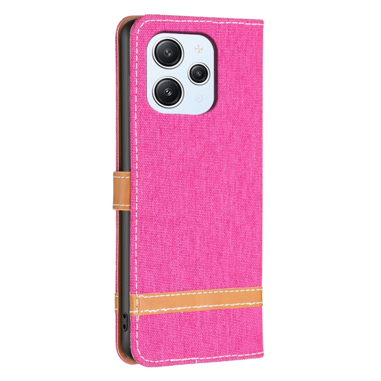 For Xiaomi Redmi 12 4G Color Block Denim Texture Leather Phone Case