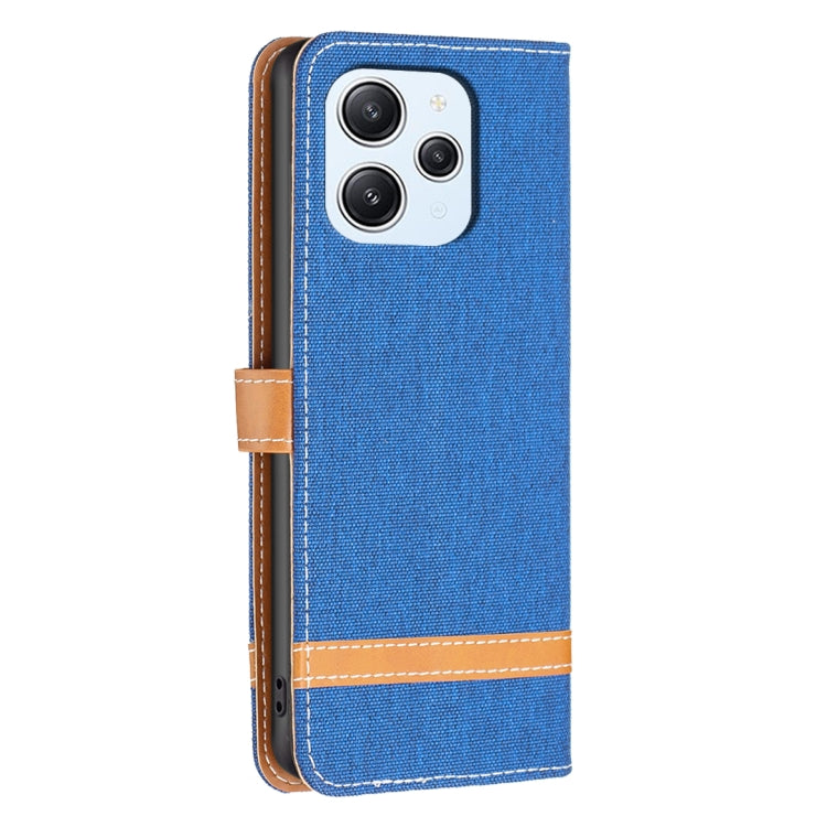 For Xiaomi Redmi 12 4G Color Block Denim Texture Leather Phone Case