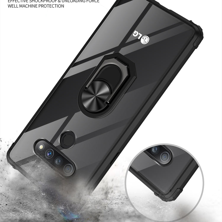 For LG Stylo 6 Shockproof Transparent TPU + Acrylic Protective Case with Ring Holder
