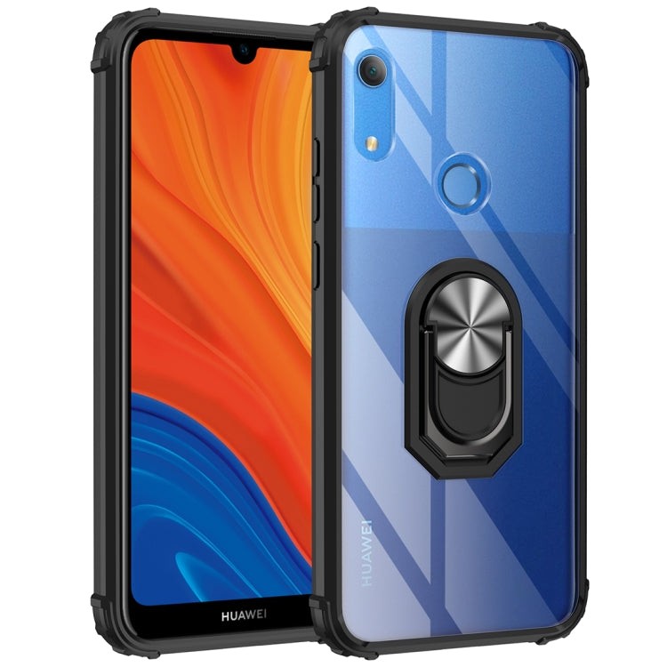 For Huawei Y6s (2019) Shockproof Transparent TPU + Acrylic Protective Case with Ring Holder