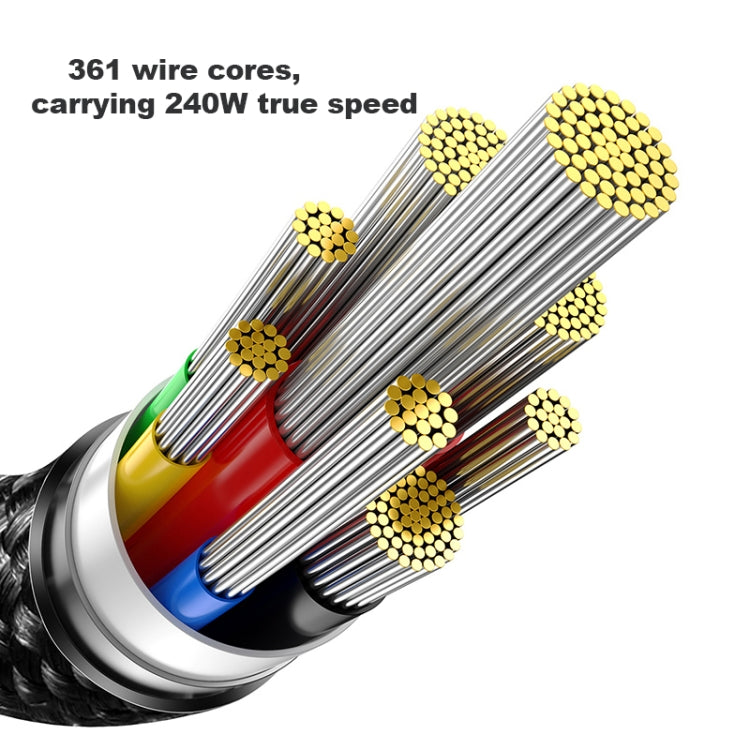 Baseus Tungsten Gold Series 240W Type-C to Type-C Fast Charging Data Cable, Length: