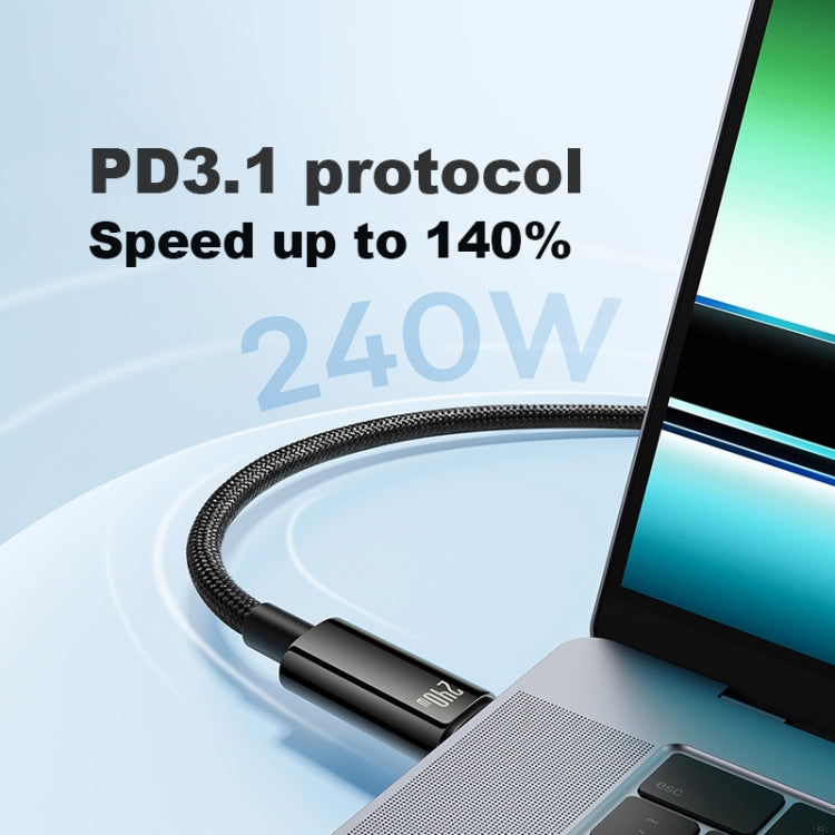 Baseus Tungsten Gold Series 240W Type-C to Type-C Fast Charging Data Cable, Length: