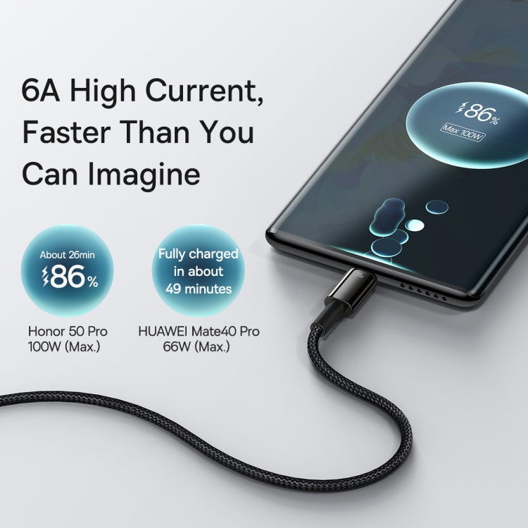 Baseus Tungsten Gold Series 100W USB to USB-C / Type-C Fast Charging Data Cable, Length: