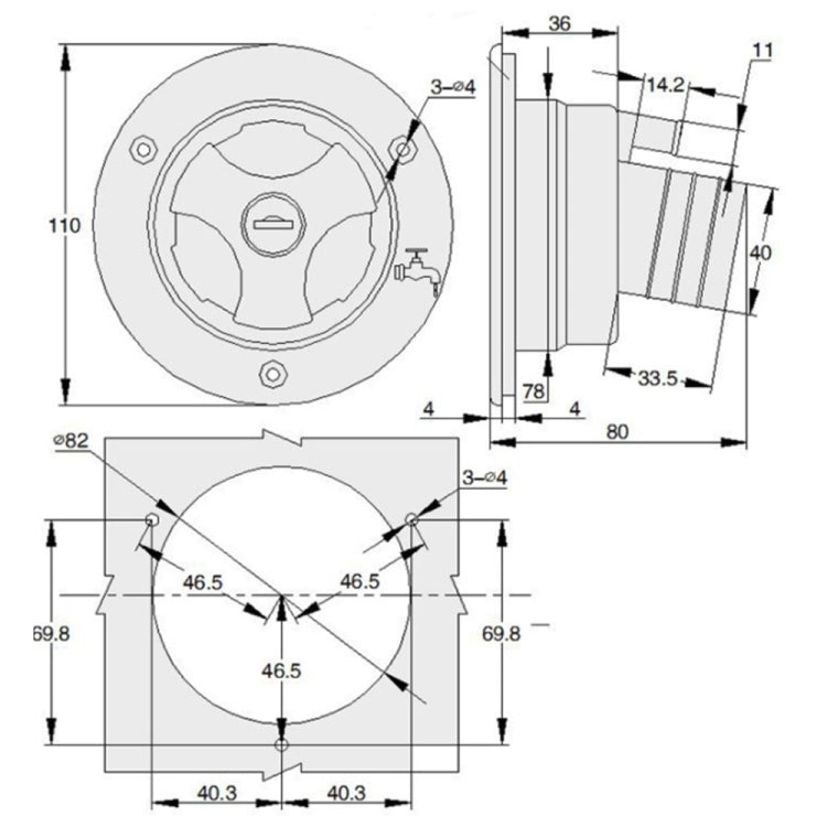 Locking Gravity Water Inlet Fill Dish Hatch Lock for RV Camper Trailer Cars