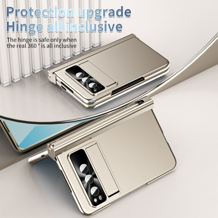 For Google Pixel Fold Integrated Electroplating Pen Slot Folding Phone Case with Stylus