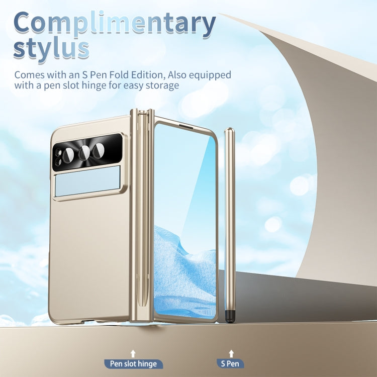 For Google Pixel Fold Integrated Electroplating Pen Slot Folding Phone Case with Stylus