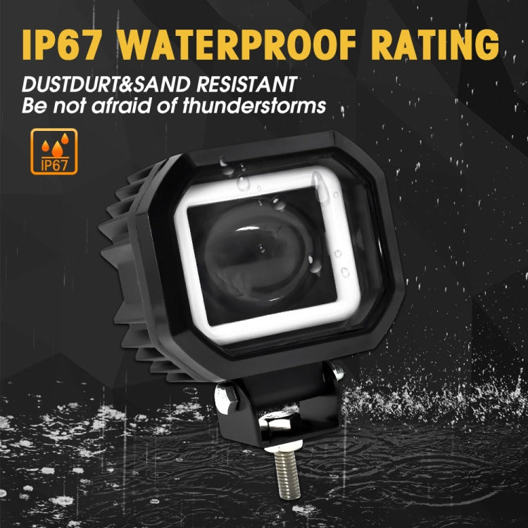 S12 Motorcycle Square Fisheye Lens Spotlight(Black)