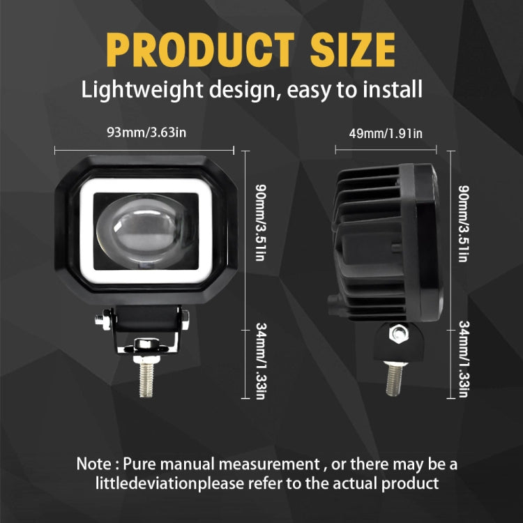 S12 Motorcycle Square Fisheye Lens Spotlight(Black)