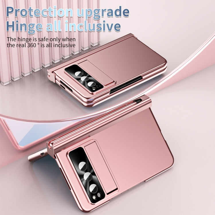 For Google Pixel Fold Integrated Electroplating Pen Slot Double Hinge Folding Phone Case with Stylus