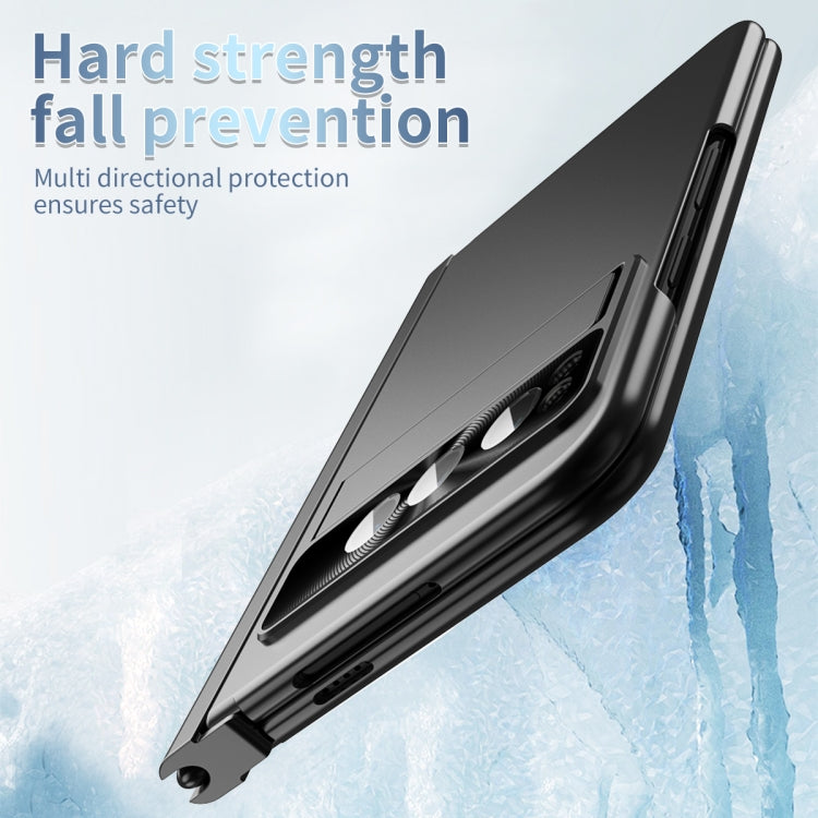 For Google Pixel Fold Integrated Electroplating Pen Slot Double Hinge Folding Phone Case with Stylus