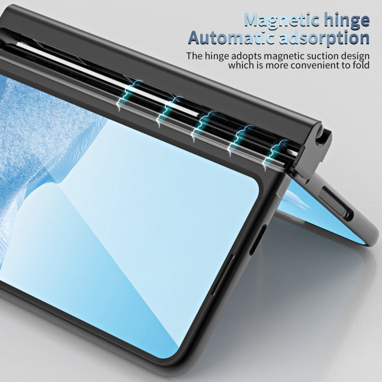 For Google Pixel Fold Integrated Electroplating Pen Slot Double Hinge Folding Phone Case with Stylus