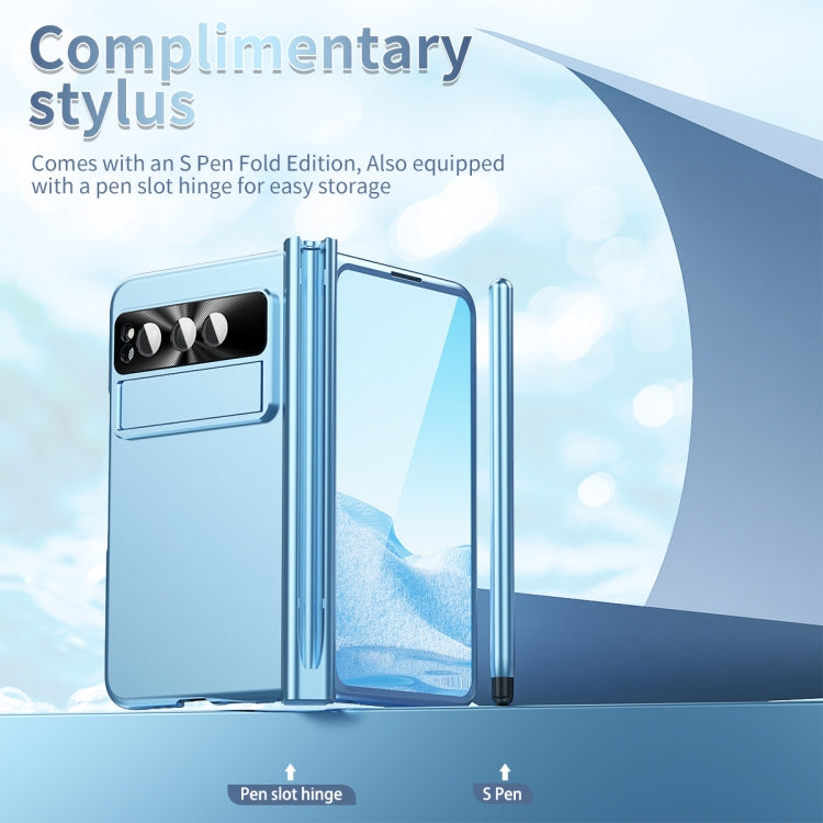 For Google Pixel Fold Integrated Electroplating Pen Slot Double Hinge Folding Phone Case with Stylus