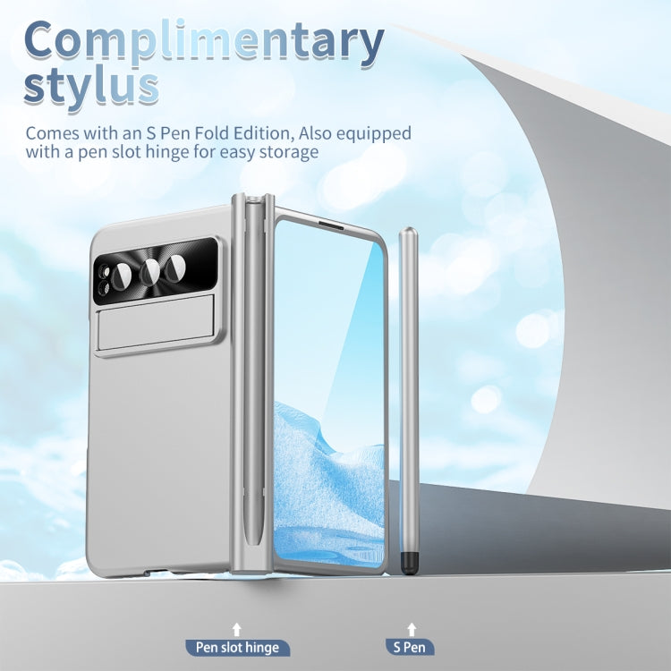 For Google Pixel Fold Integrated Electroplating Pen Slot Double Hinge Folding Phone Case with Stylus
