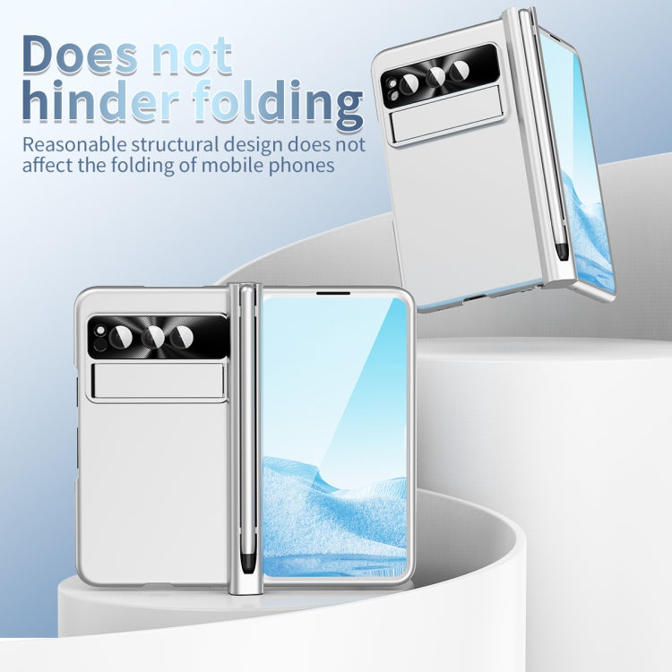 For Google Pixel Fold Integrated Electroplating Pen Slot Double Hinge Folding Phone Case with Stylus