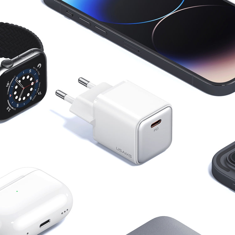 USAMS US-CC183 PD 20W USB-C/Type-C Single Port Electroplating Charger, EU Plug