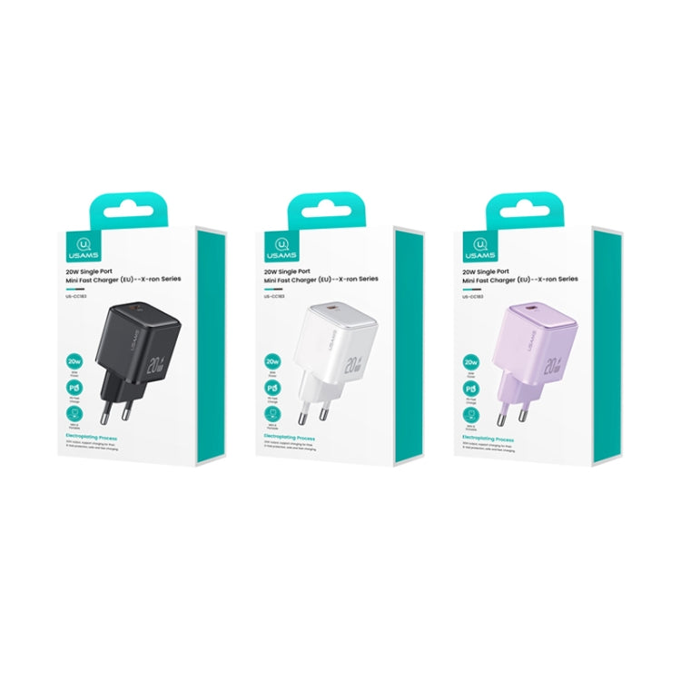 USAMS US-CC183 PD 20W USB-C/Type-C Single Port Electroplating Charger, EU Plug