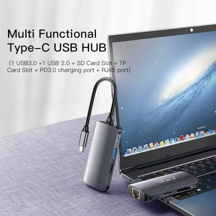 Yesido HB15 6 in 1 USB-C / Type-C Ports Multifunctional Docking Station HUB Adapter