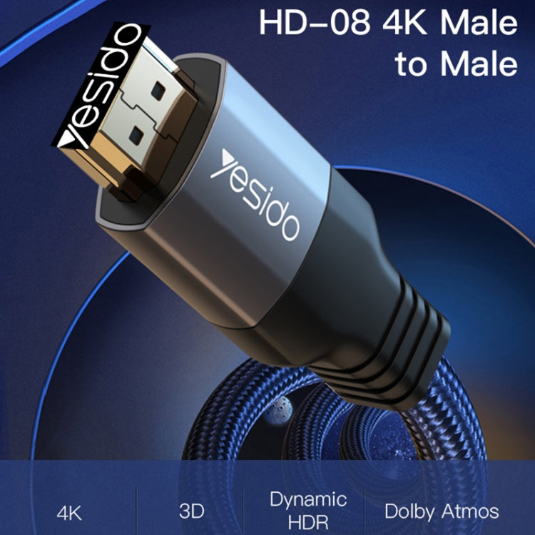 Yesido HM08 HDMI Male to HDMI Male HD Adapter Cable, Length:2m