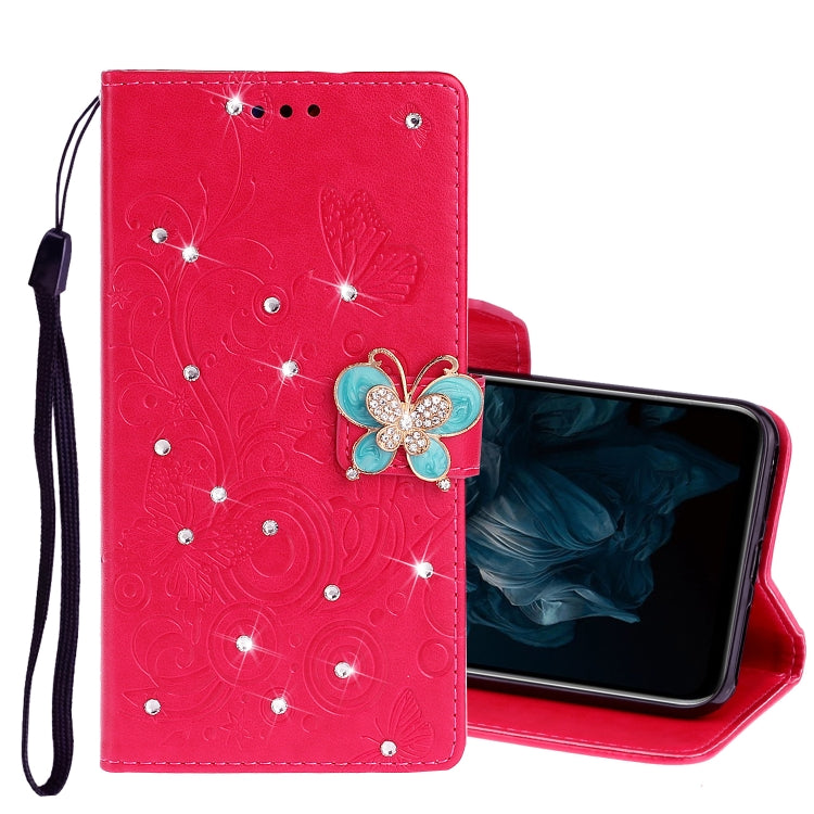 For Huawei Y7P / P40 lite E Diamond Encrusted Butterflies Embossing Pattern Horizontal Flip Leather Case with Holder & Card Slots & Wallet & Lanyard