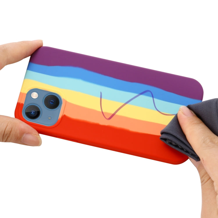For iPhone 15 Plus Rainbow Liquid Silicone Phone Case
