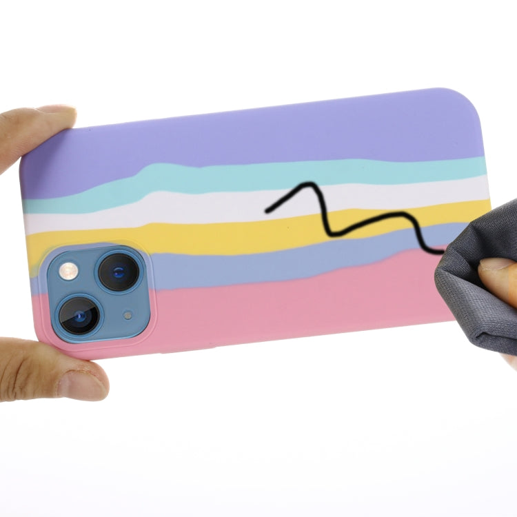 For iPhone 15 Plus Rainbow Liquid Silicone Phone Case