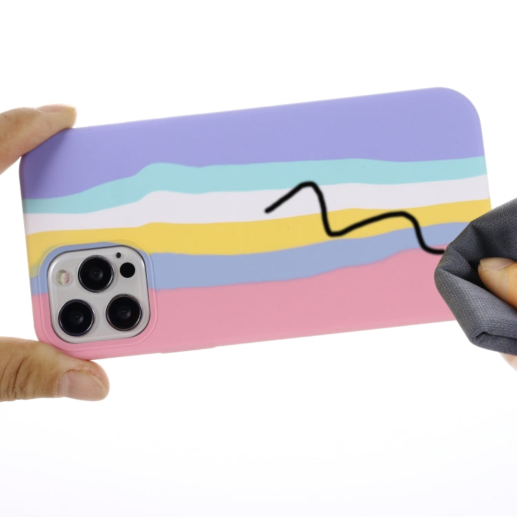 For iPhone 15 Pro Rainbow Liquid Silicone Phone Case