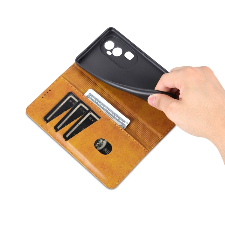 For OPPO Reno10 Pro China AZNS Magnetic Calf Texture Flip Leather Phone Case