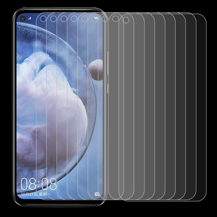 For Huawei nova 5z 10 PCS Half-screen Transparent Tempered Glass Film