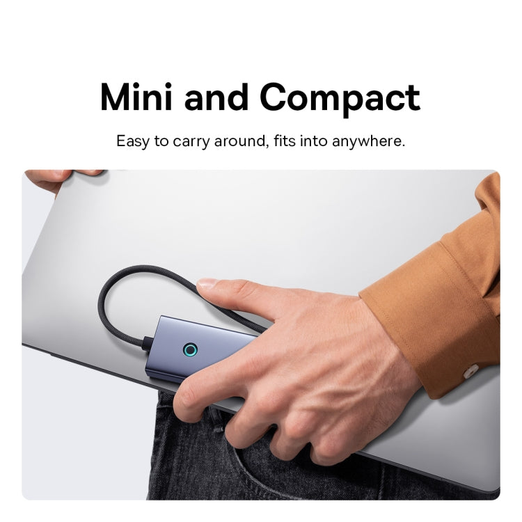 Baseus Flite Series 4 in 1 USB-C / Type-C to USB 3.0x3 + RJ45 HUB Adapter, Cable Length: 23cm(Space Grey)