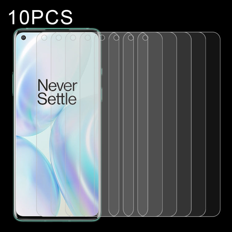 For OnePlus 8 10 PCS Half-screen Transparent Tempered Glass Film
