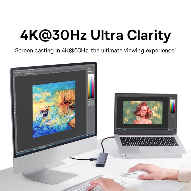 Baseus Flite Series 5 in 1 USB-C / Type-C to USB 3.0x4 + HDMI HUB Adapter(Space Grey)