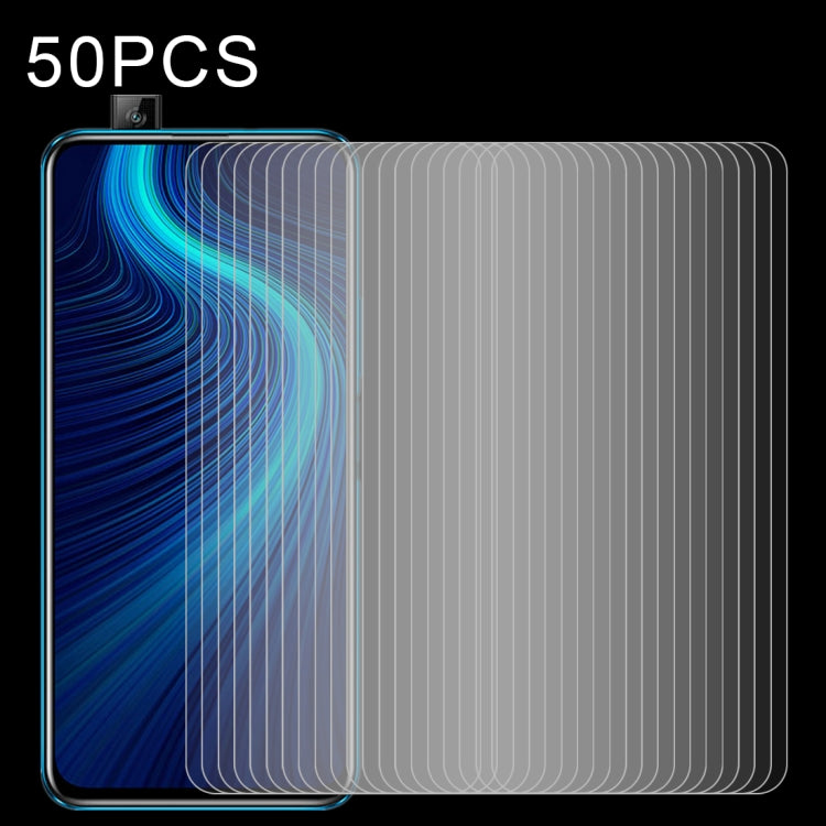 For Huawei Honor X10 50 PCS Half-screen Transparent Tempered Glass Film