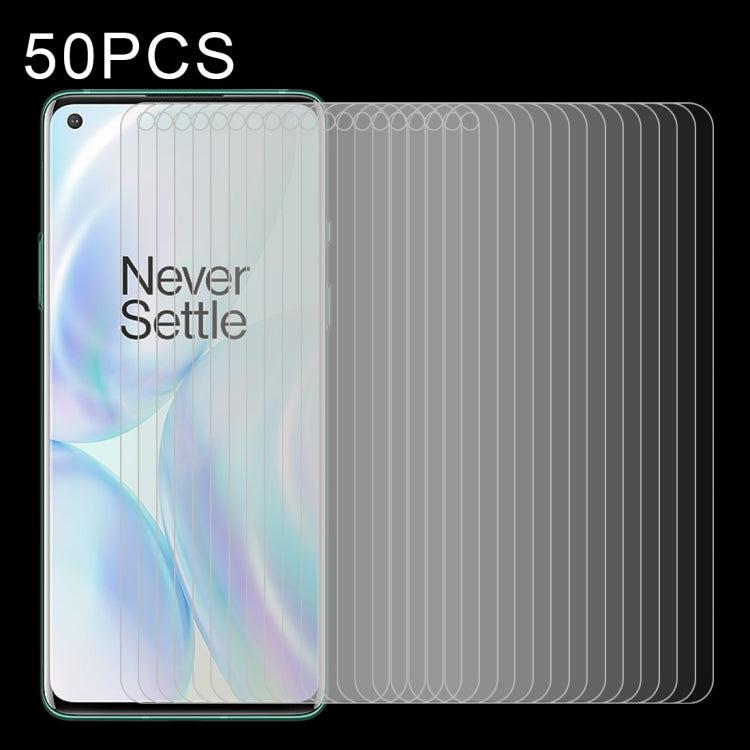 For OnePlus 8 50 PCS Half-screen Transparent Tempered Glass Film