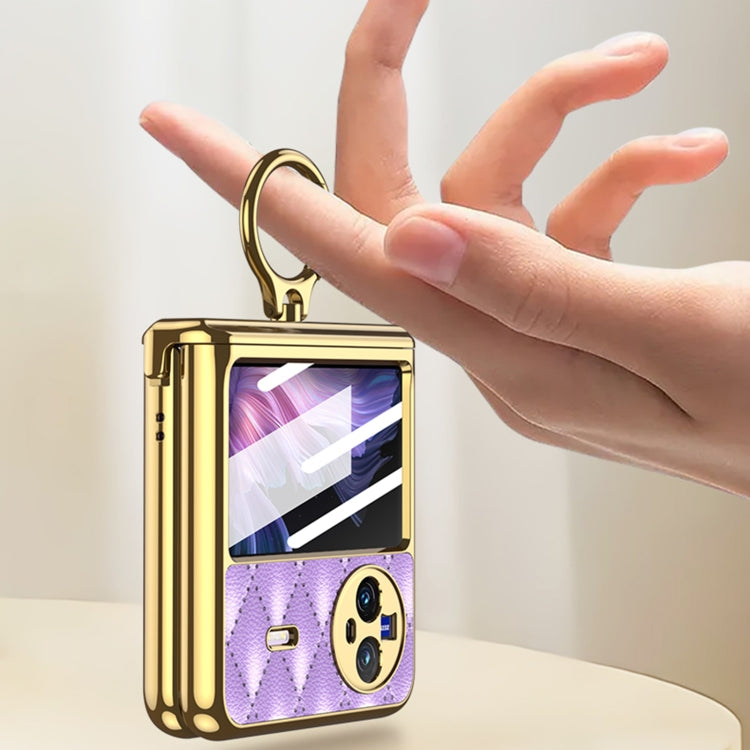 For vivo X Flip GKK Rhombus Pattern Electroplated Leather Phone Case with Ring