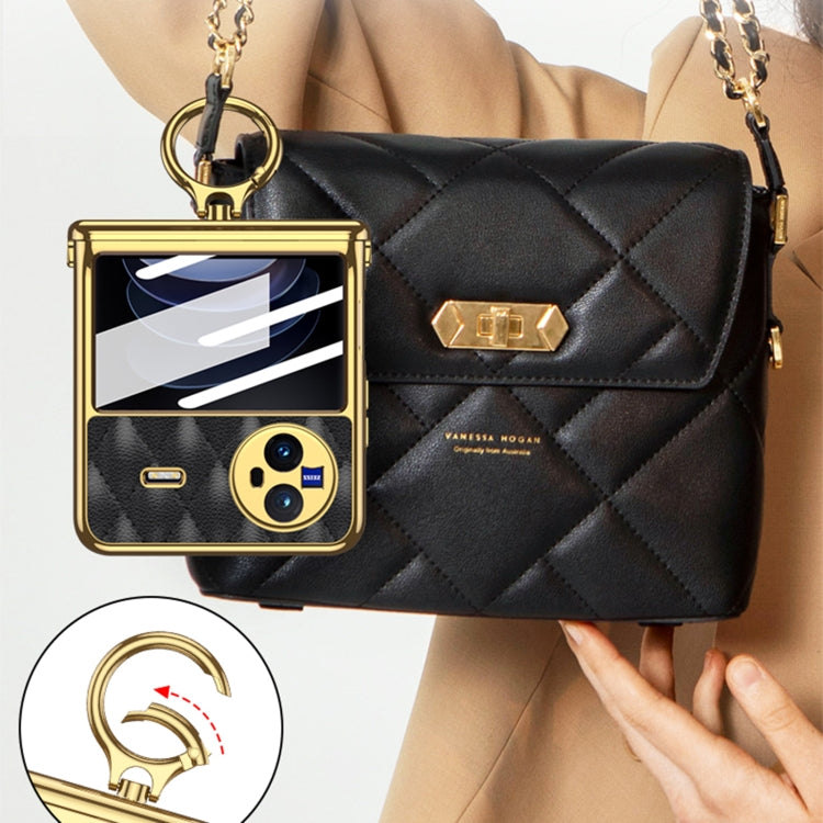 For vivo X Flip GKK Rhombus Pattern Electroplated Leather Phone Case with Ring