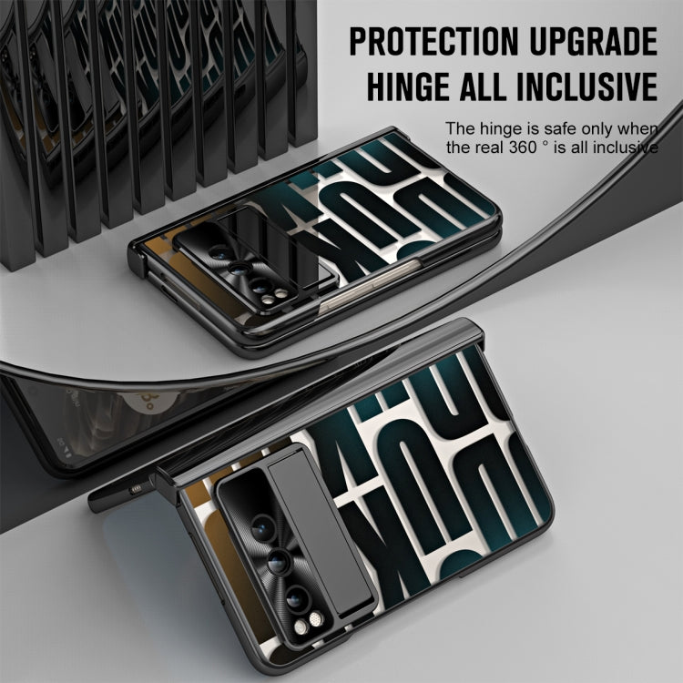 For Google Pixel Fold Integrated Electroplating Folding Phone Case with Pen Slot & Hinge