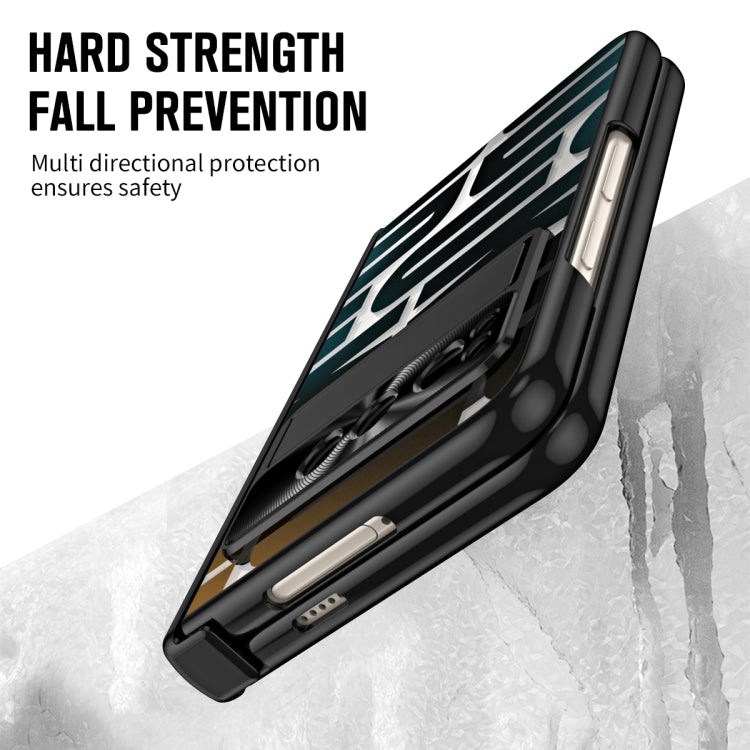 For Google Pixel Fold Integrated Electroplating Folding Phone Case with Pen Slot & Hinge