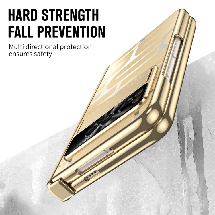 For Google Pixel Fold Integrated Electroplating Folding Phone Case with Pen Slot & Hinge