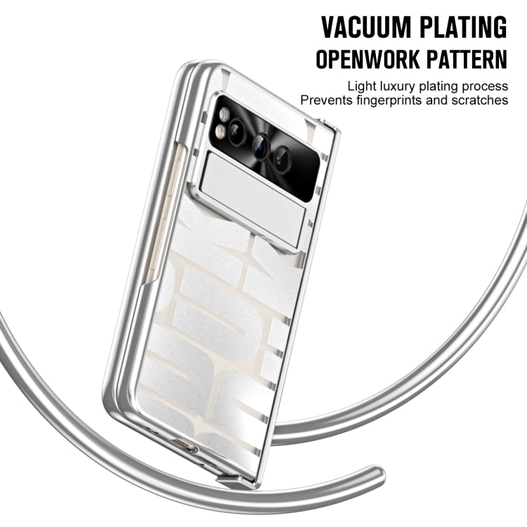 For Google Pixel Fold Integrated Electroplating Folding Phone Case with Pen Slot & Hinge