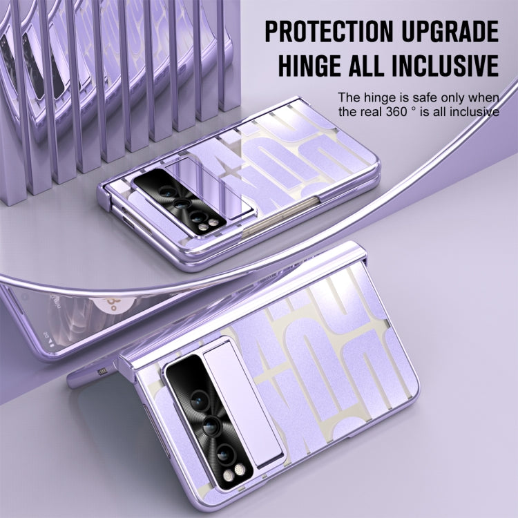 For Google Pixel Fold Integrated Electroplating Folding Phone Case with Pen Slot & Hinge