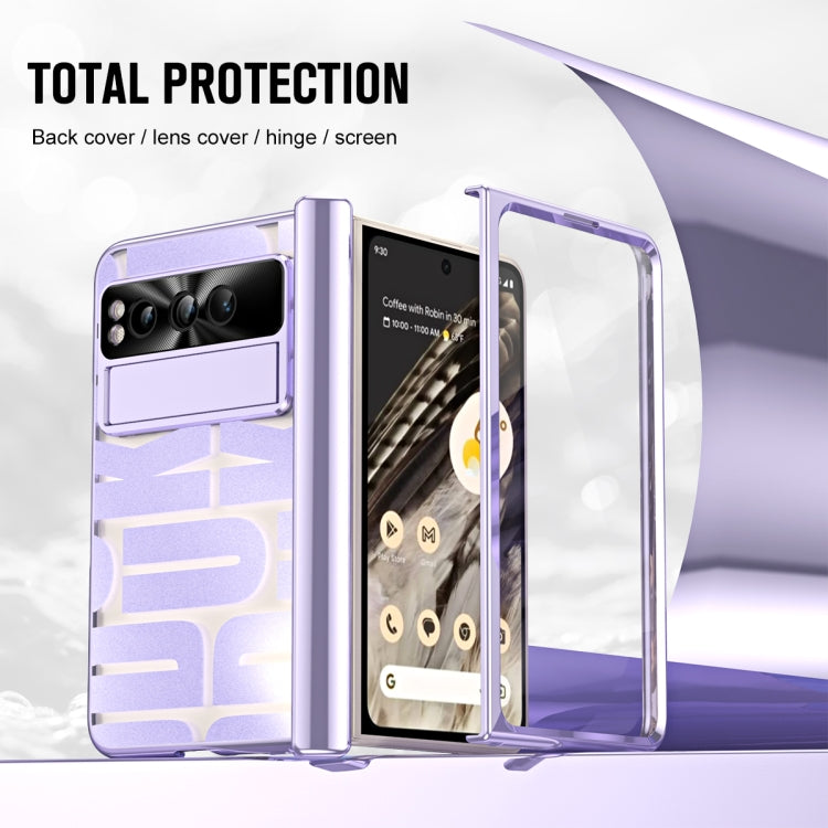 For Google Pixel Fold Integrated Electroplating Folding Phone Case with Pen Slot & Hinge