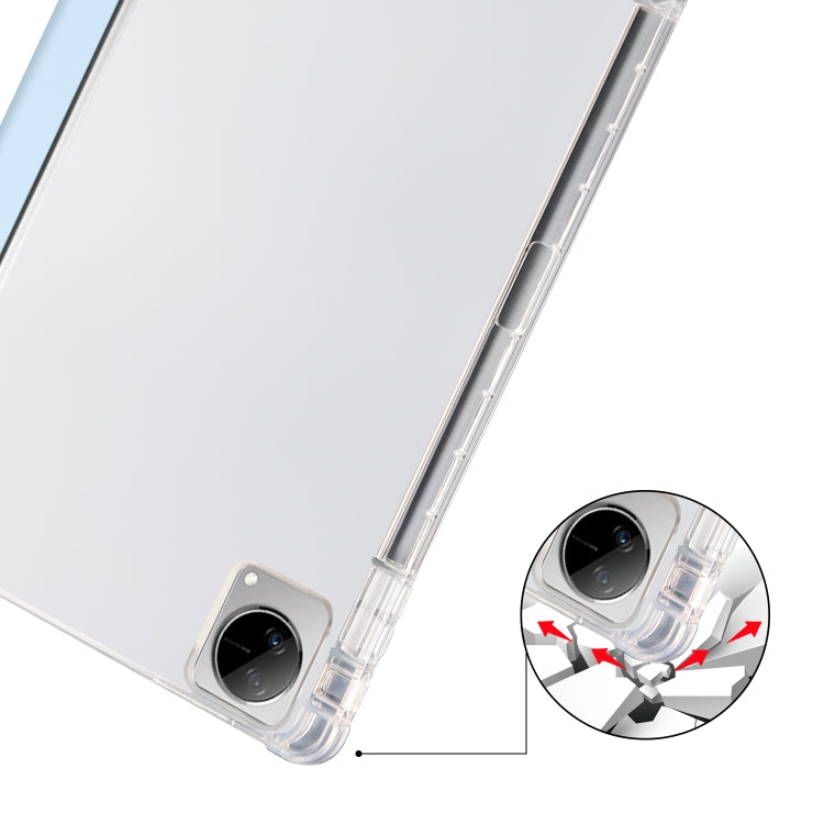For vivo Pad 11 3-folding Transparent TPU Smart Leather Tablet Case with Pen Slot