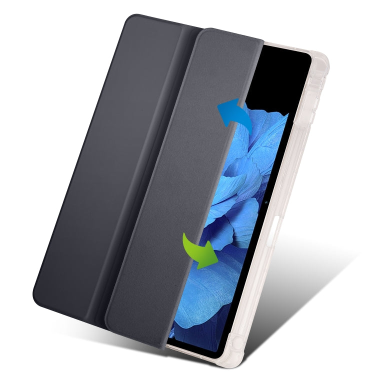 For vivo Pad 11 3-folding Transparent TPU Smart Leather Tablet Case with Pen Slot