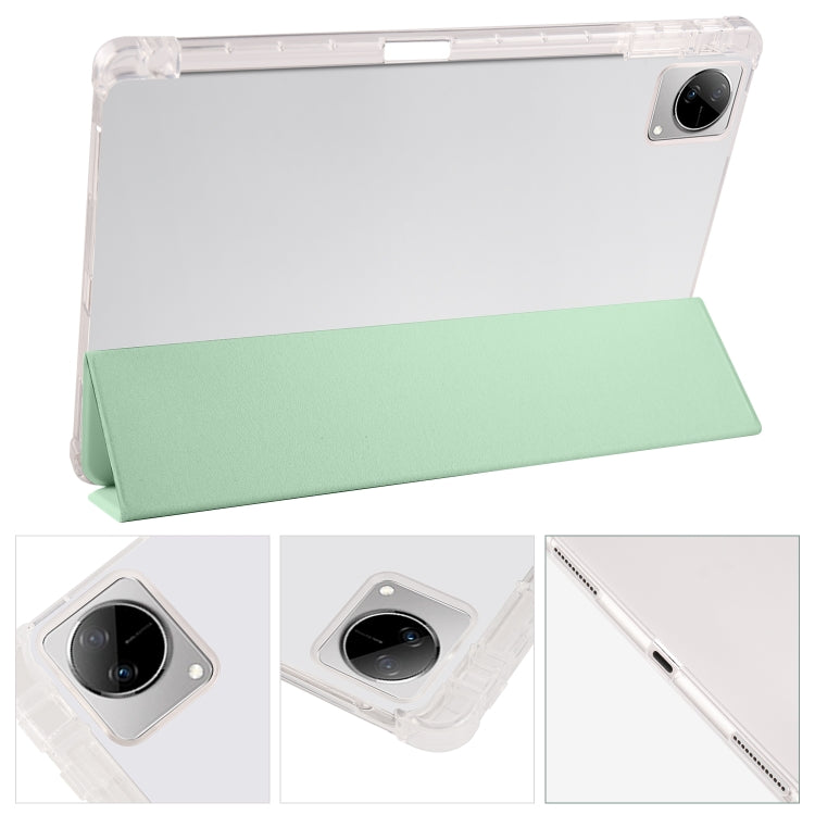 For vivo Pad 11 3-folding Transparent TPU Smart Leather Tablet Case with Pen Slot