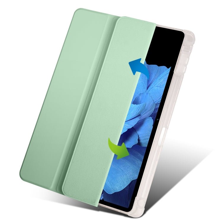 For vivo Pad 11 3-folding Transparent TPU Smart Leather Tablet Case with Pen Slot